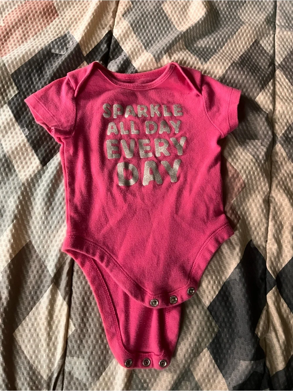 OshKosh B'gosh Hot Pink Short-Sleeve Sparkle One-Piece